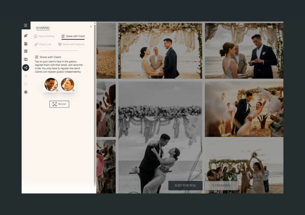 Why wedding clients love the face recognition in our online gallery